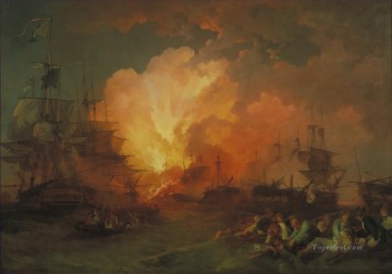 Landscapes Painting - Phillip James De Loutherbourg The Battle of the Nile Naval Battles
